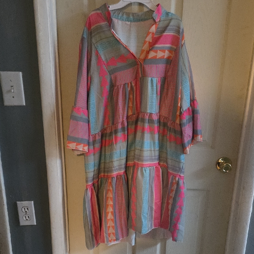 Colorful Geometric Patterned Dress